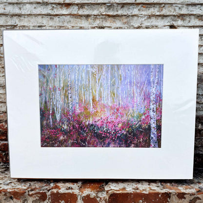 Rhododendrons and Silver Birch Mounted Print - Julia Wardingley_Just Makers