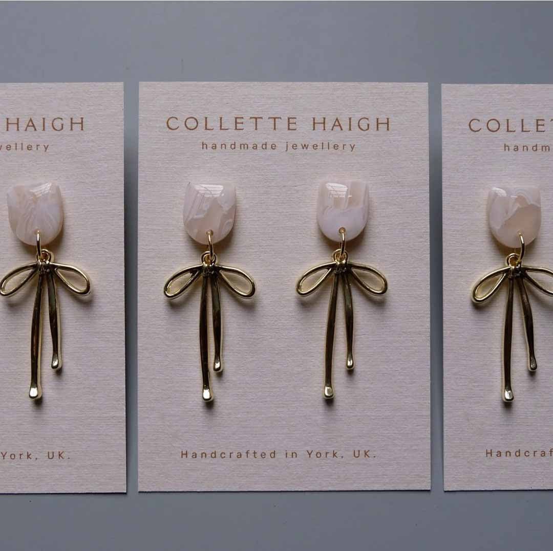 Ribbon Bow Earrings - CH Handmade - Just Makers CH Handmade
