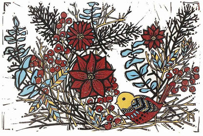 Robin, Berries and Eucalyptus Greeting Card - Rachel Knowles - Just Makers Rachel Knowles