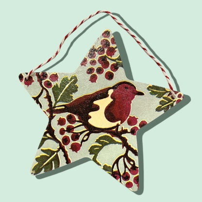 Robin Blue Christmas Star Decoration by Sarah Tustin_Just Makers