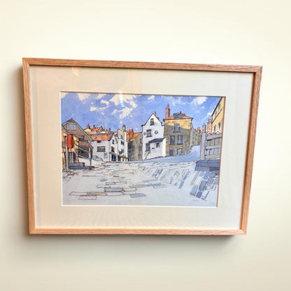 Robin Hoods Bay Framed Original Line and Watercolour - John Harrison_Just Makers