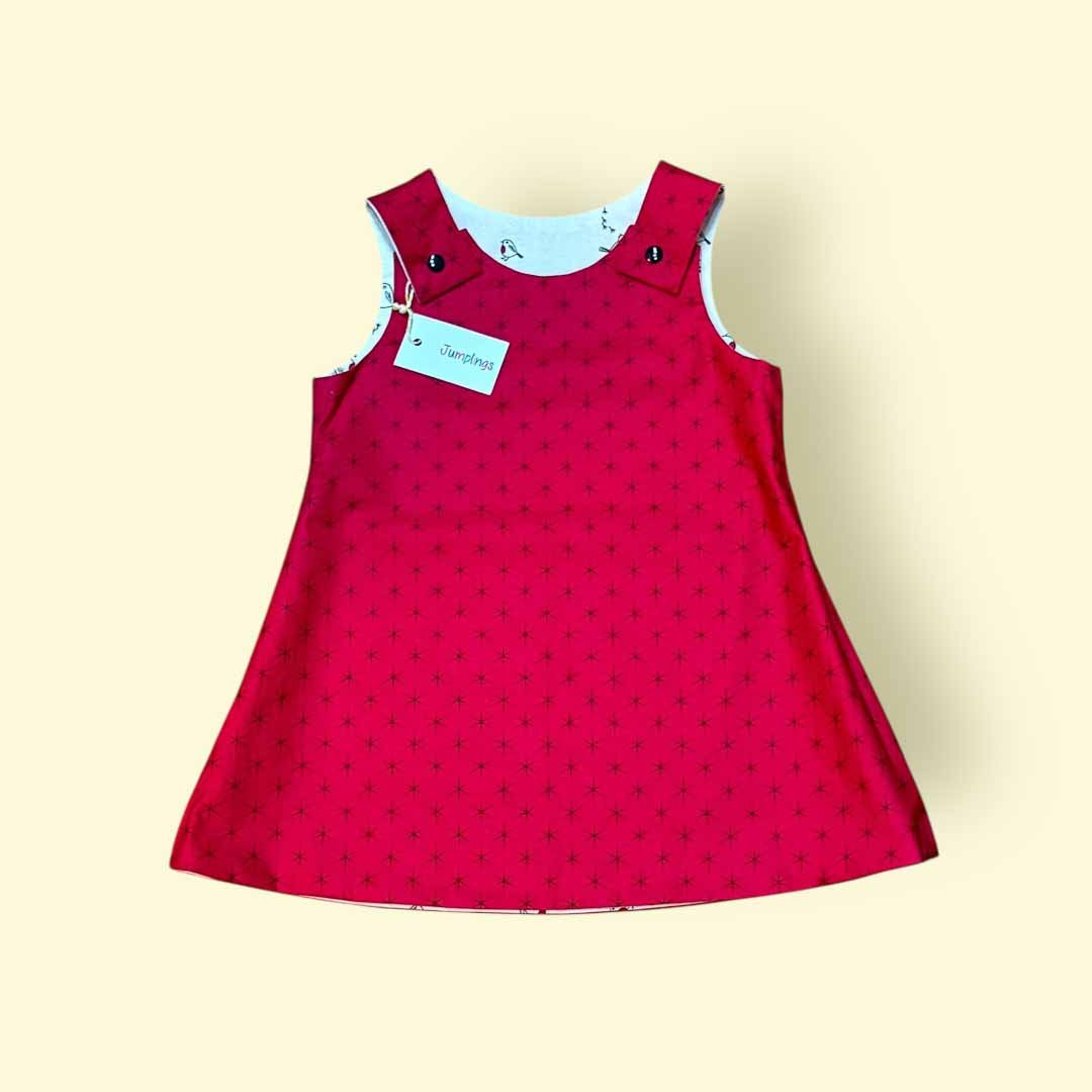 Robin and Red Star Reversible Dress 3 - 4 Years - Jumplings Clothes - Just Makers Jumplings Clothes