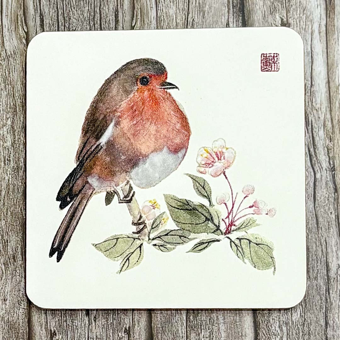 Robin with Crabapple Blossom Coaster - Su Yao_Just Makers