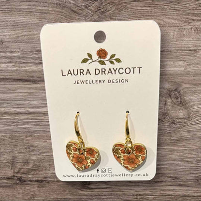 Rose Flower Heart Drop Earrings - Laura Draycott_Just Makers