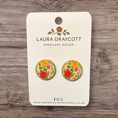 Rose Garden Round Stud Earrings - Laura Draycott_Just Makers