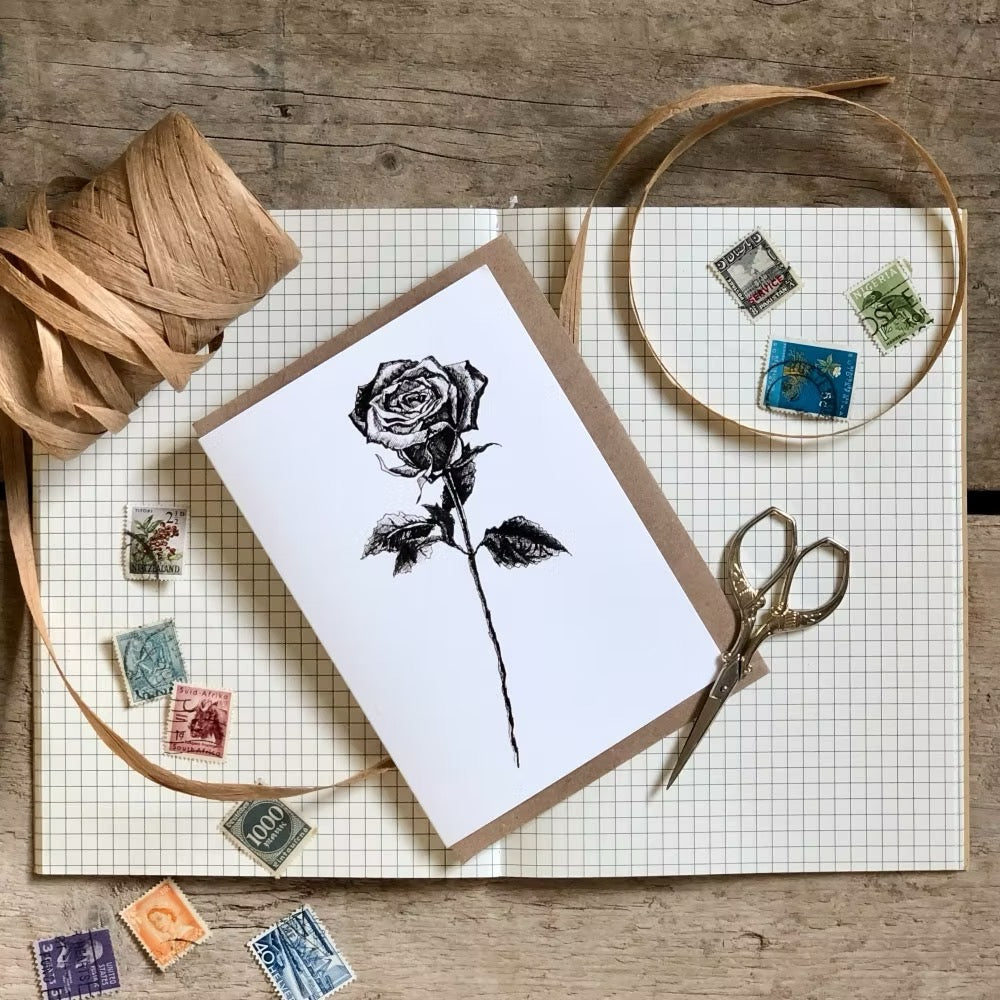 Rose Greeting Card - Little Snowdrop Designs_Just Makers