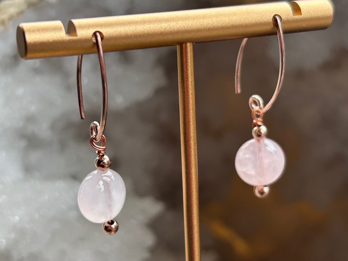 Rose Quartz Earrings - Hart, Body and Soul_Just Makers