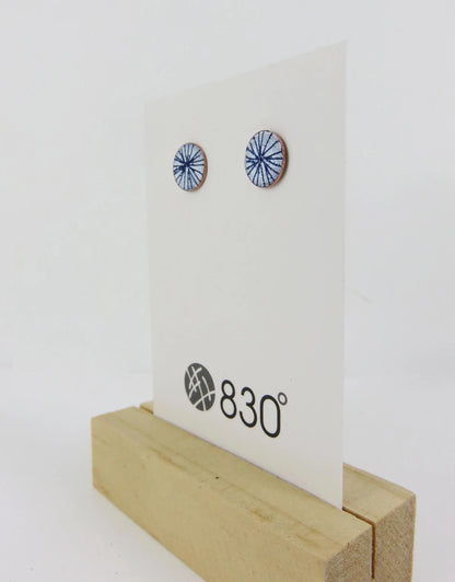 Round Copper Blue and White Enamel Studs - 830 Degrees_Just Makers