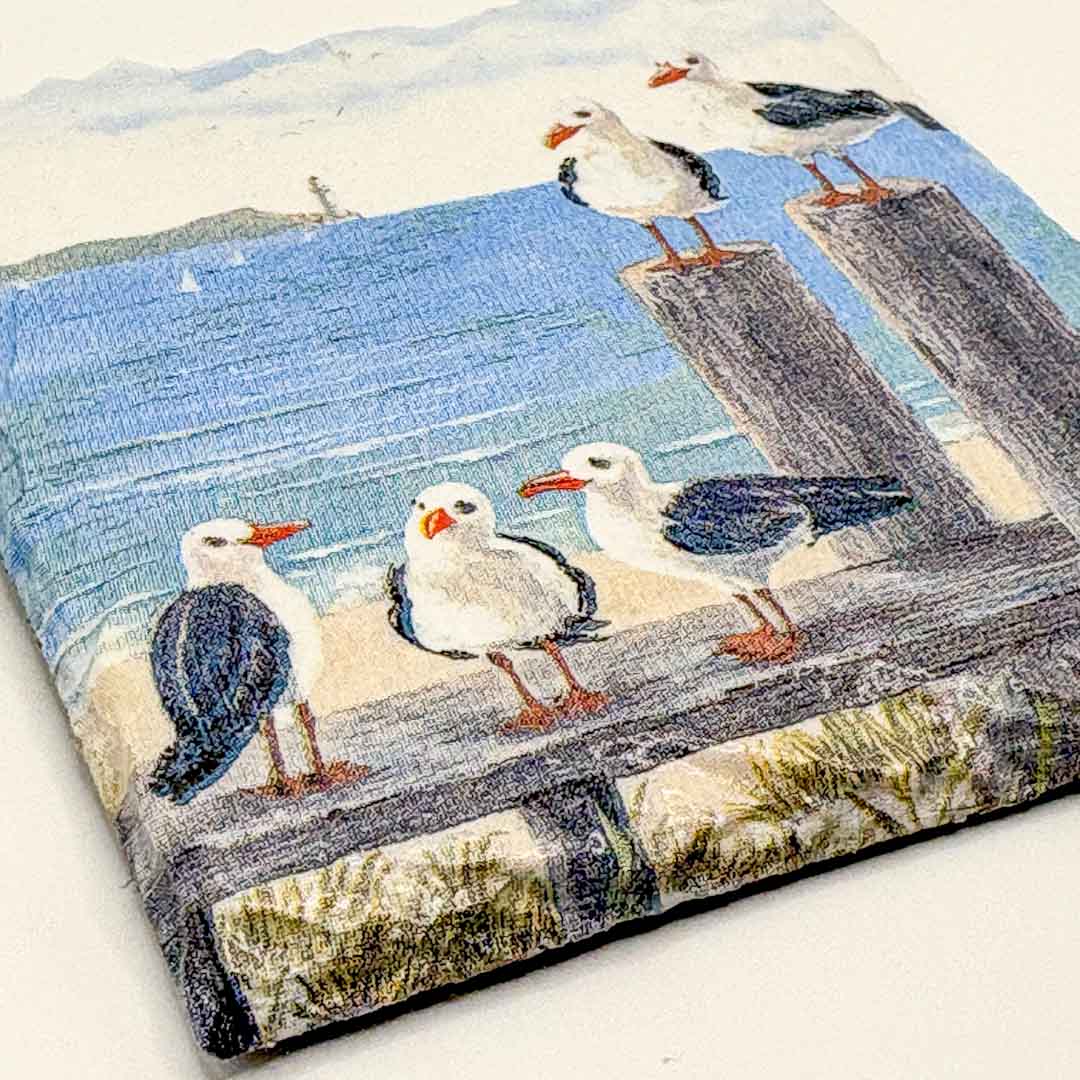 Seagulls Coaster Slate Close Up - Sarah Tustin_Just Makers