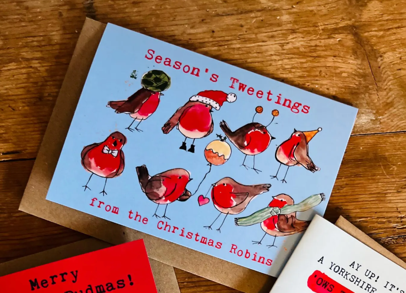 Season’s Tweetings Robins Christmas Cards (Pack of 5) | The Proverbial Hare_Just Makers