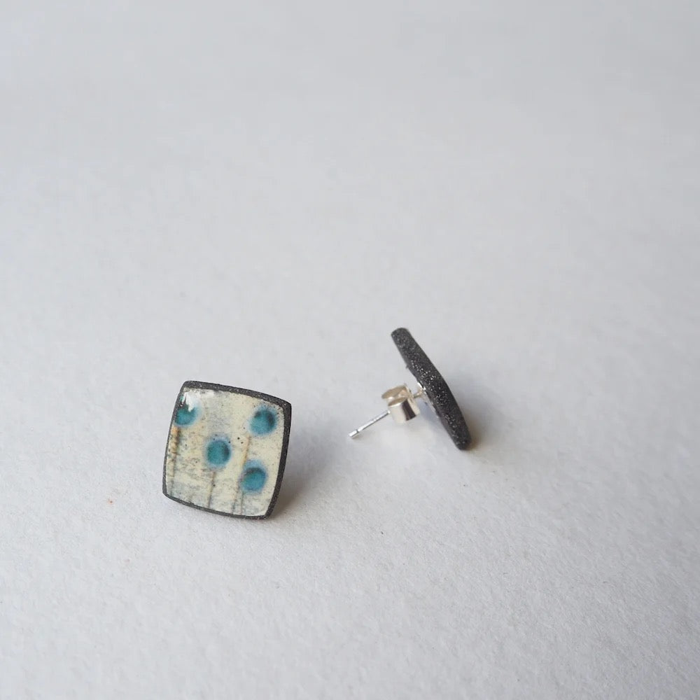 Seedheads Elements Range Square Studs - Karen Howarth Ceramics_Just Makers