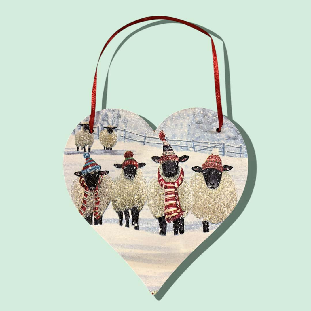 Sheep Christmas Large Heart Decoration by Sarah Tustin_Just Makers