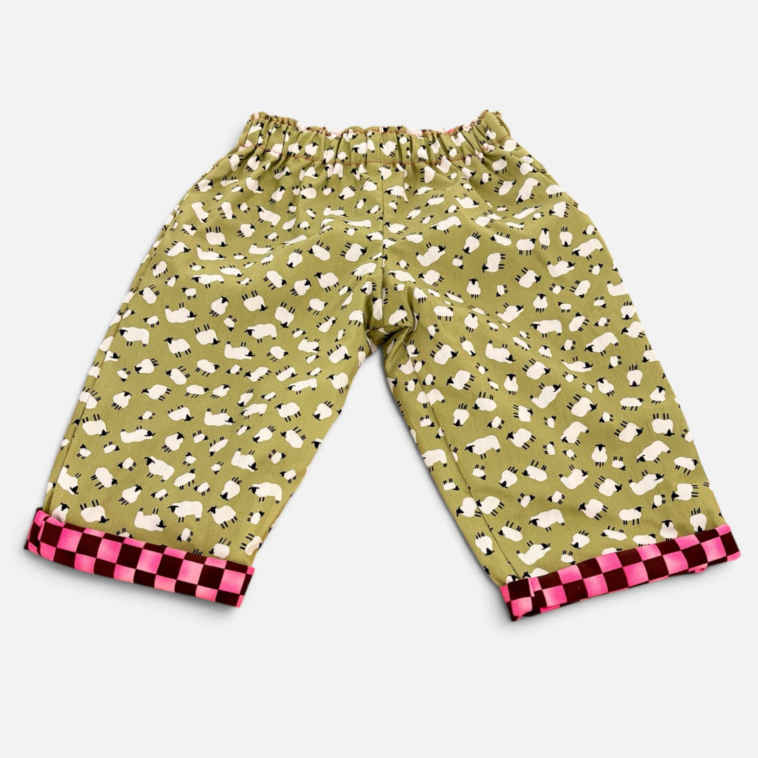Sheep and Check Reversible Trousers 6-12 Months - Jumplings Clothes_Just Makers