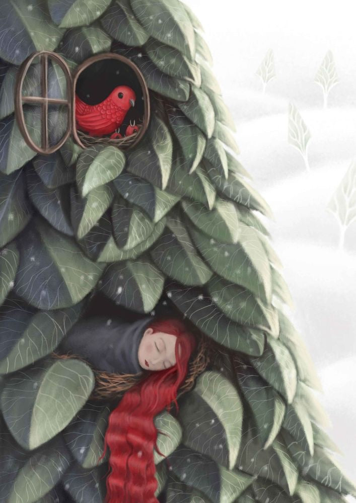 Shelter on a Snowy Day Greeting Card Demelsa Haughton_Just Makers