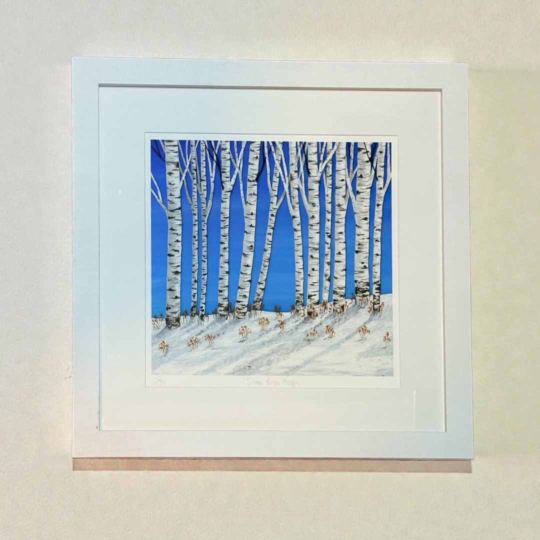 Silver Birch Magic - Blue Giclee Framed Print - Sarah Jane Nicholls - Just Makers Sarah Jane Nicholls