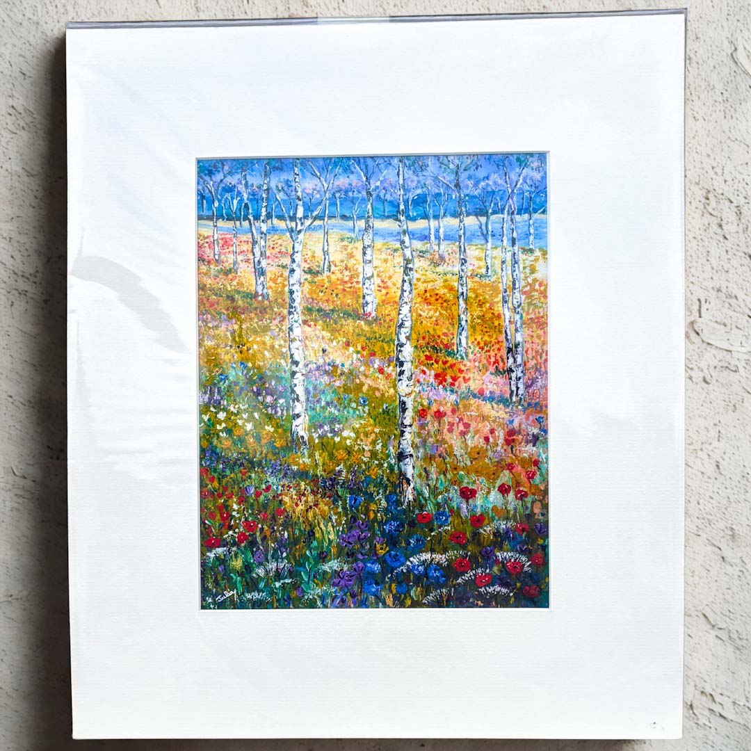 Silver Birch with Flowers II Print - Julia Wardingley_Just Makers