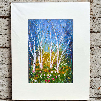 Silver Birch with Tulips Mounted Print - Julia Wardingley_Just Makers