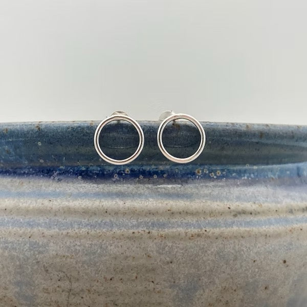 Silver Circle Studs - Tori Foster Jewellery_Just Makers