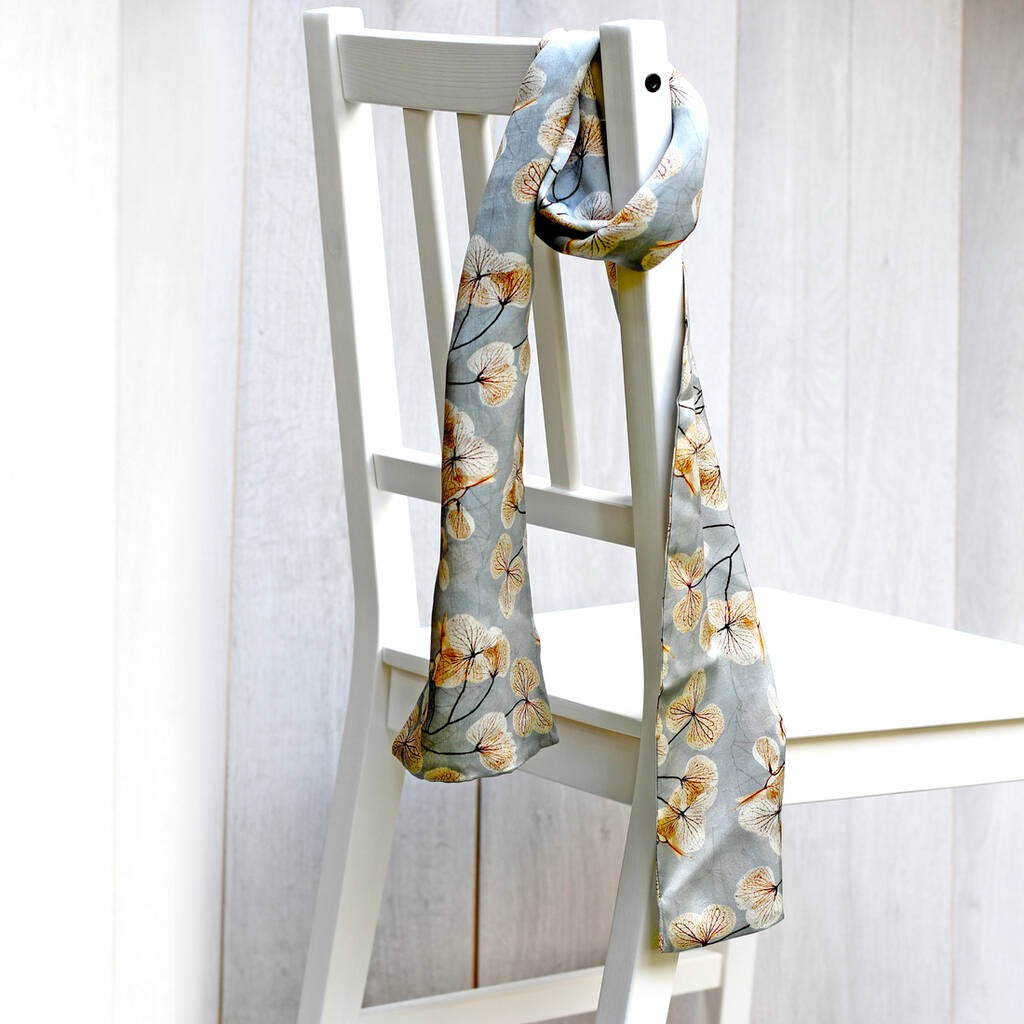 Skeletal Leaves Print 100% Silk Scarf - Pattern Passion_Just Makers