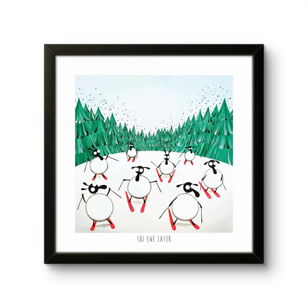 Ski Ewe Later 10&quot; Print - Mervyn Tay Art_Just Makers