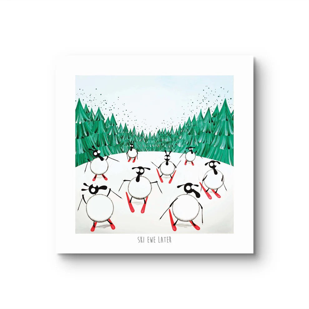 Ski Ewe Later 10&quot; Print - Mervyn Tay Art_Just Makers