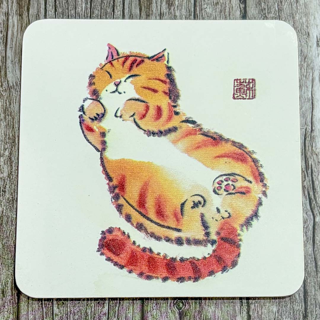 Sleepy Ginger Cat Coaster - Su Yao_Just Makers