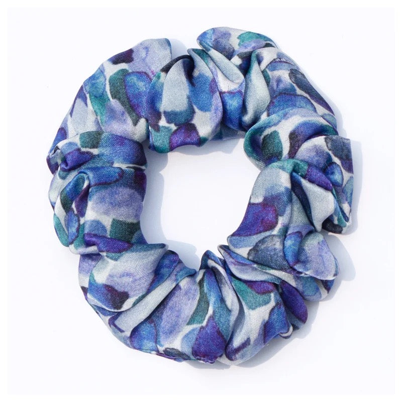 Small Silk Scrunchie Blue Pattern - Pattern Passion_Just Makers