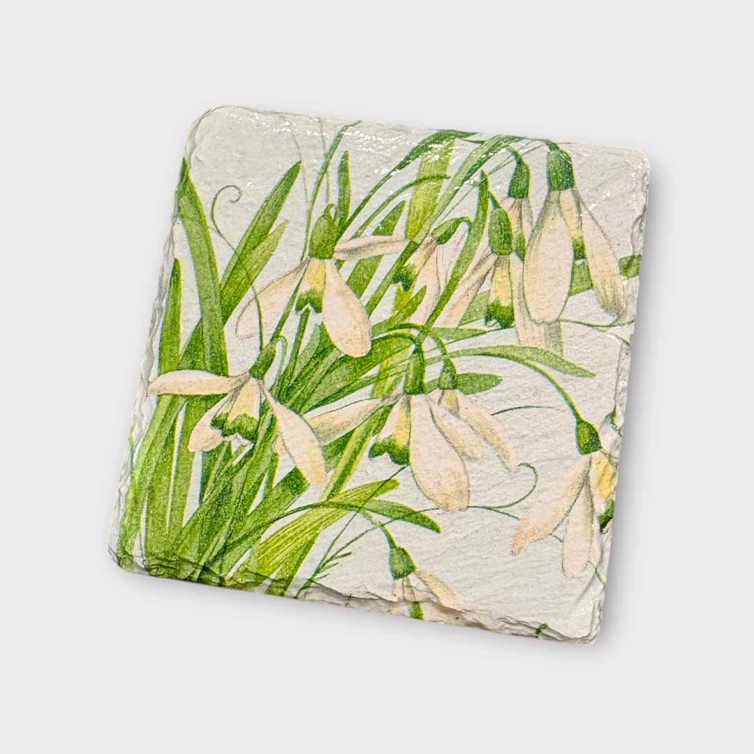Snowdrop Coaster Slate - Sarah Tustin - Just Makers Sarah Tustin