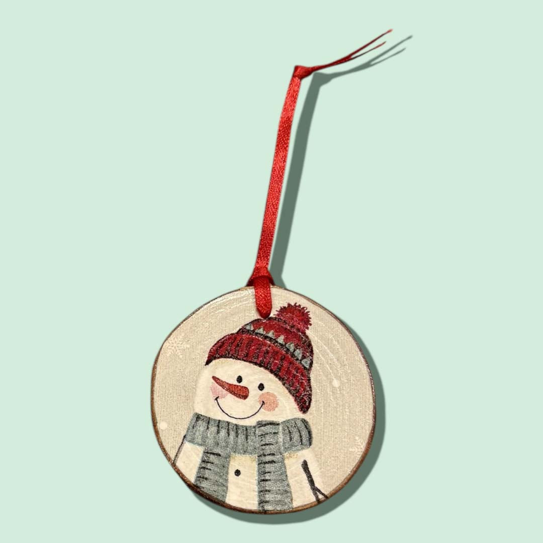 Snowman Christmas Small Log Decoration by Sarah Tustin_Just Makers
