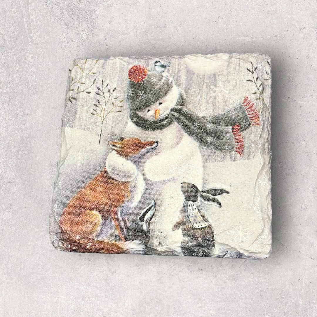 Snowman and Friends Coaster Slate - Sarah Tustin_Just Makers