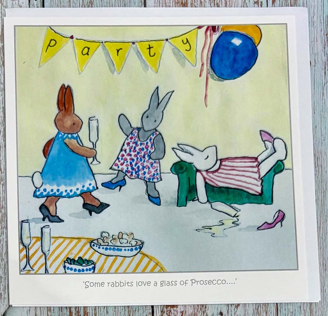 Some Rabbits Love a Glass of Prosecco Card - Jeanne Mundy - Just Makers Jeanne Mundy