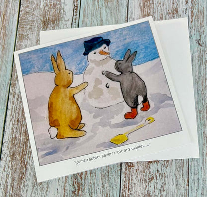 Some Rabbits No Wellies Greeting Card - Jeanne Mundy_Just Makers