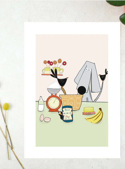 Sprocket Loves to Bake A4 Print - Sarah Westwood Illustrator_Just Makers
