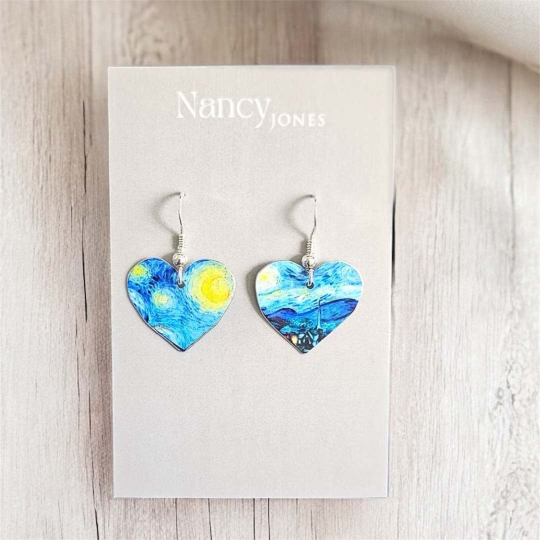Starry Night Heart Earrings - Nancy Jones - Just Makers Nancy Jones Jewellery