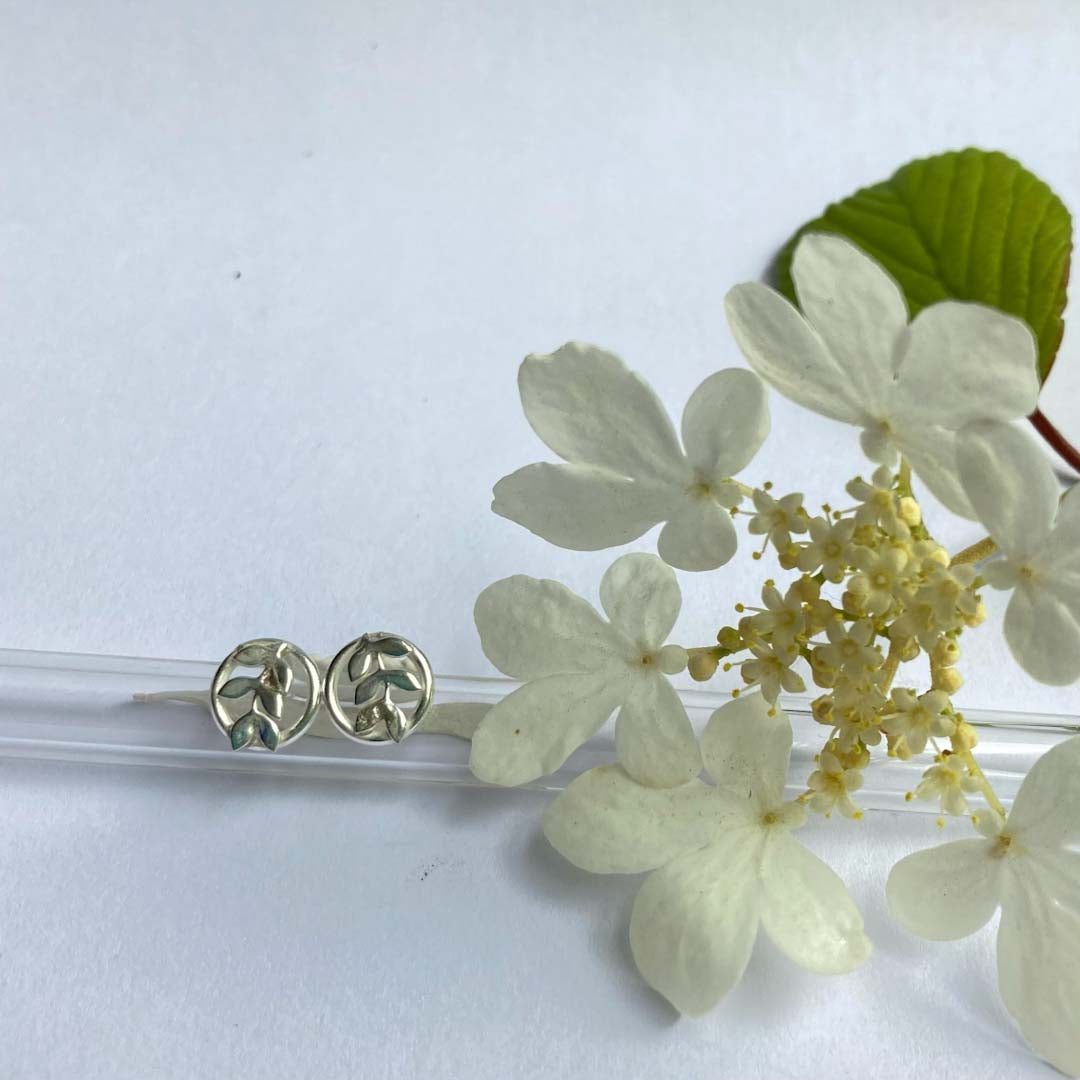 Sterling Silver Botanical Round Studs - Frances Greenwood_Just Makers