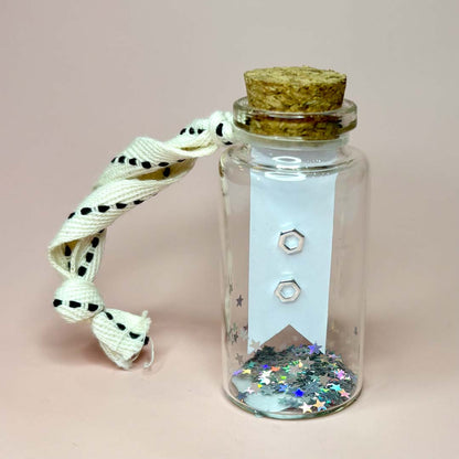 Sterling Silver Hexagon Stud Earrings in Glass Bottle - Frances Greenwood_Just Makers