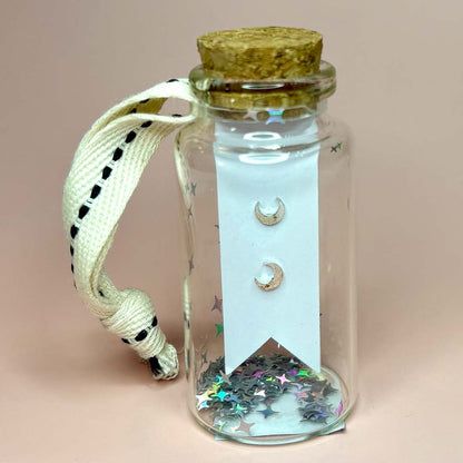 Sterling Silver Moon Stud Earrings in Glass Bottle - Frances Greenwood_Just Makers