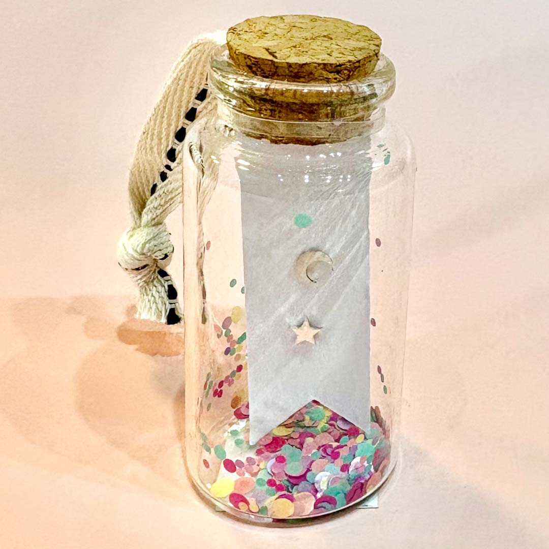 Sterling Silver Moon and Star Stud Earrings in Glass Bottle - Frances Greenwood_Just Makers