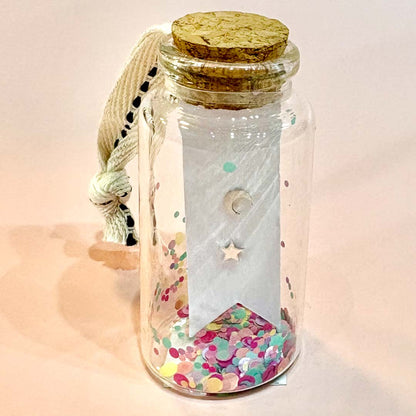 Sterling Silver Moon and Star Stud Earrings in Glass Bottle - Frances Greenwood_Just Makers