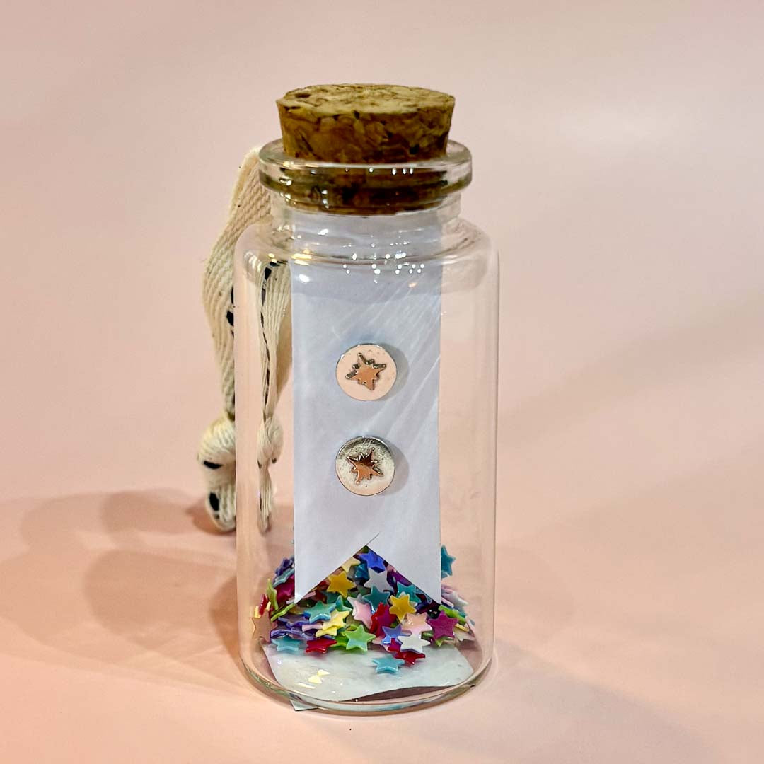Sterling Silver Star Circle Stud Earrings in Glass Bottle - Frances Greenwood_Just Makers