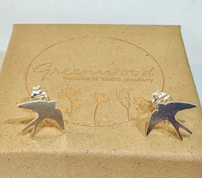 Sterling Silver Swallow Studs - Frances Greenwood_Just Makers