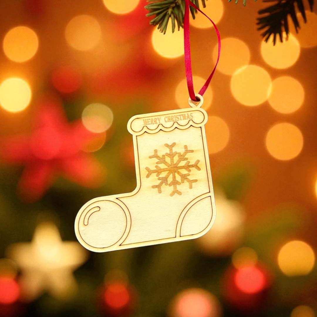 Stocking Wooden Decoration - Woodcutter Creations_Just Makers
