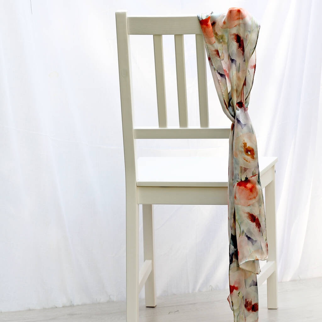 Summer Poppies 100% Silk Scarf - Pattern Passion_Just Makers