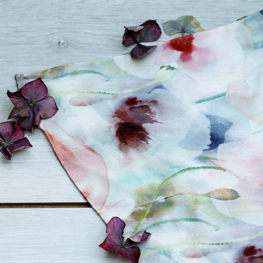 Summer Poppies Print - Large Square Silk Scarf_Just Makers