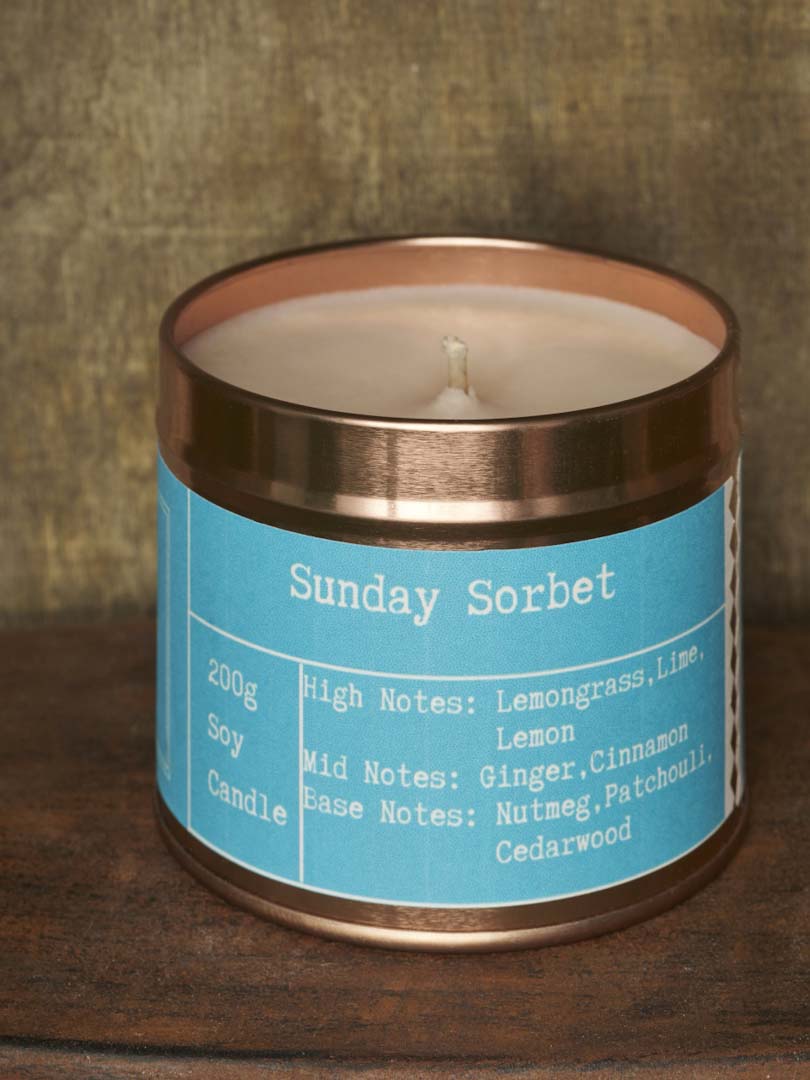 Sunday Sorbet Rose Gold Tin Candle - Kandlers Table_Just Makers