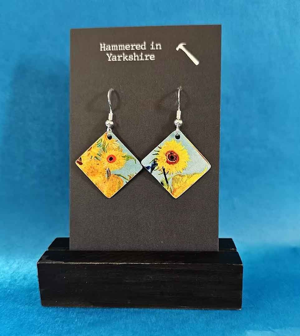 Sunflower Square Earrings - Nancy Jones - Just Makers Nancy Jones Jewellery