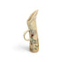 A handmade ceramic pitcher with a curved handle and a flared spout, decorated with hand-painted flowers and leaves on a cream-colored glaze.