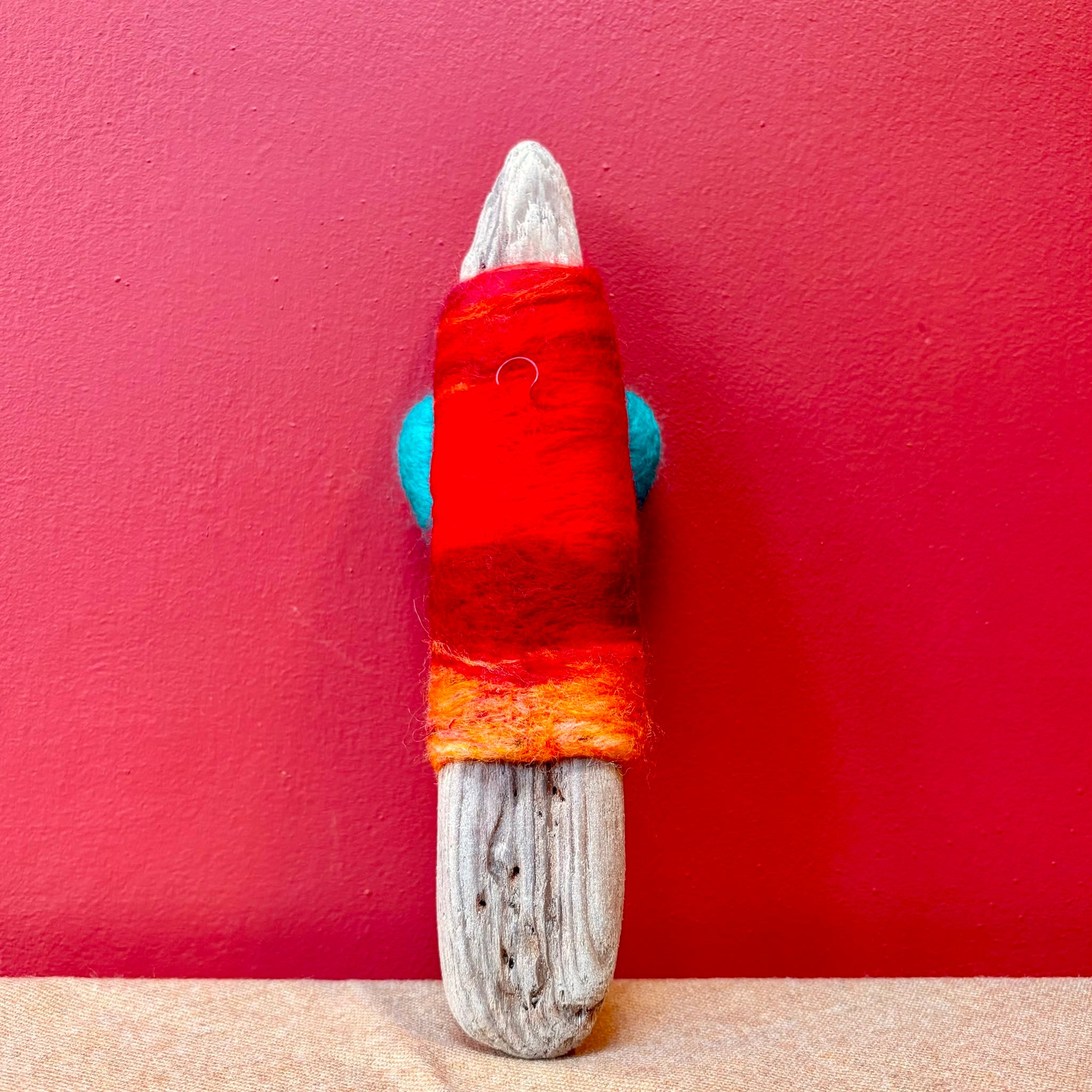 Teal Heart Felt and Driftwood Wall Sculpture - Felts by Hannah_Just Makers