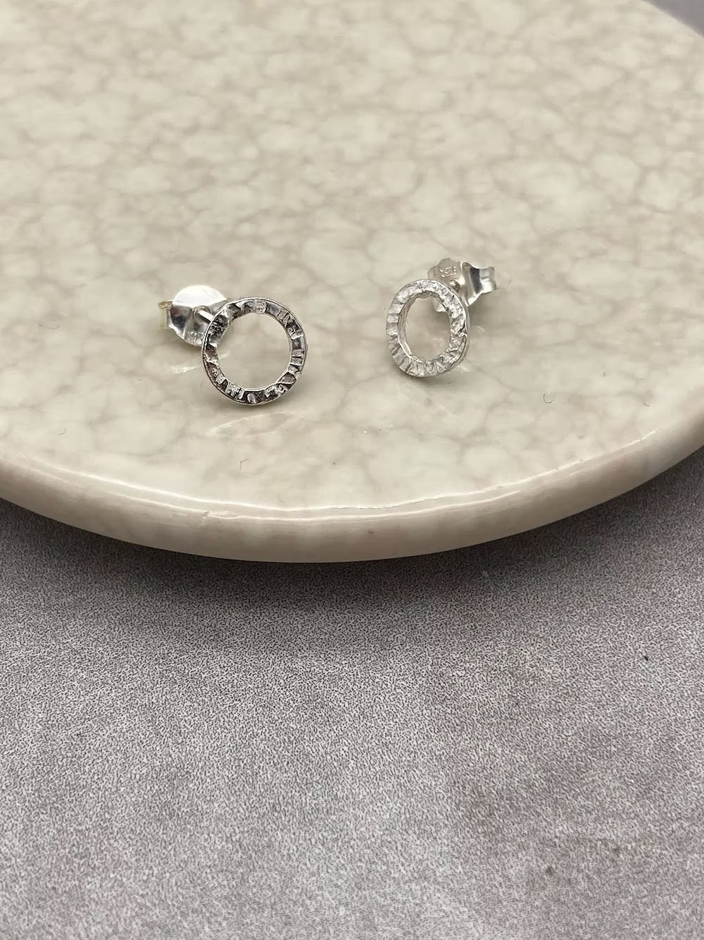 Textured Circle Studs - Tori Foster Jewellery_Just Makers