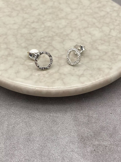 Textured Circle Studs - Tori Foster Jewellery_Just Makers